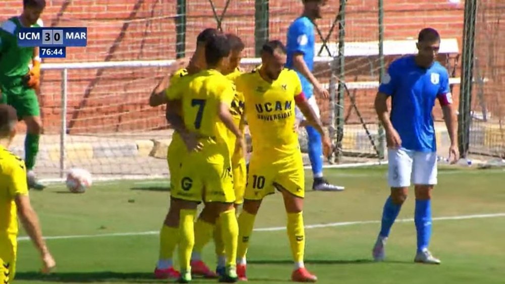 El UCAM Murcia goleó al Mar Menor. Captura/UCAMCF