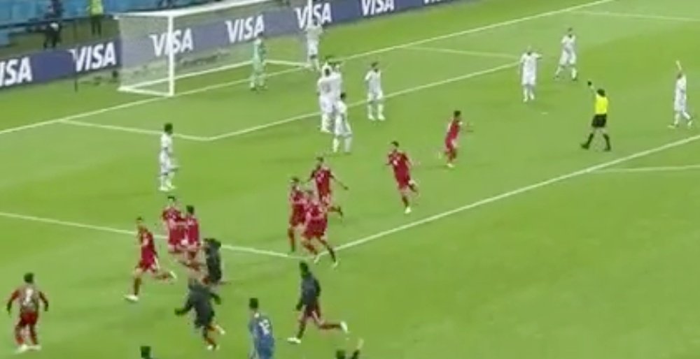 Los iraníes no se dieron cuenta de que el gol no se había dado como válido. Captura
