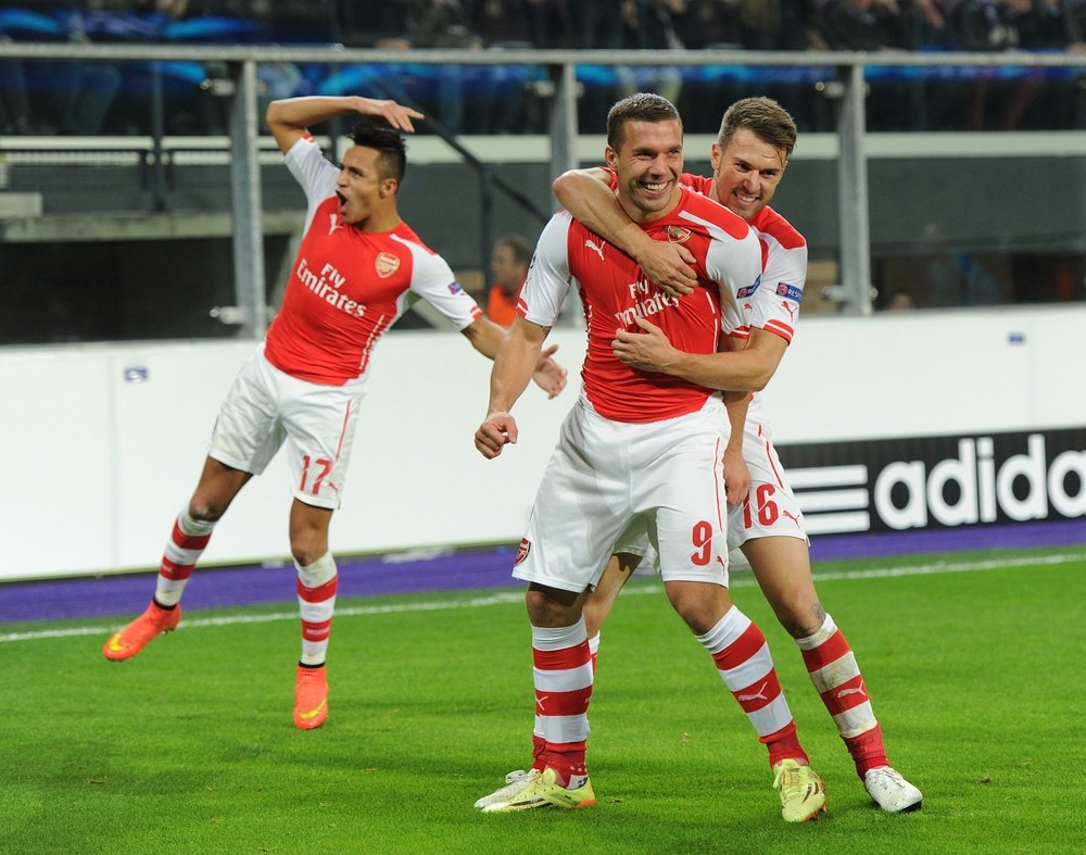 Jugadores del Arsenal, celebrando un gol. Arsenal