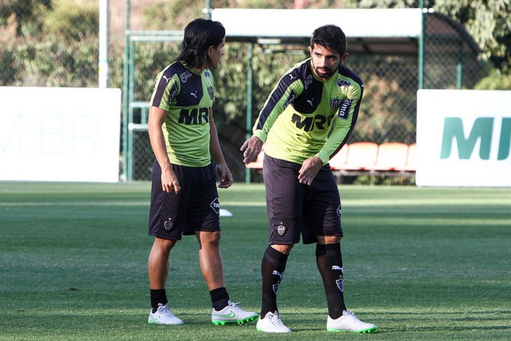 Jugadores del Atlético Mineiro en un entrenamiento previo al partido con Goias. Atletico