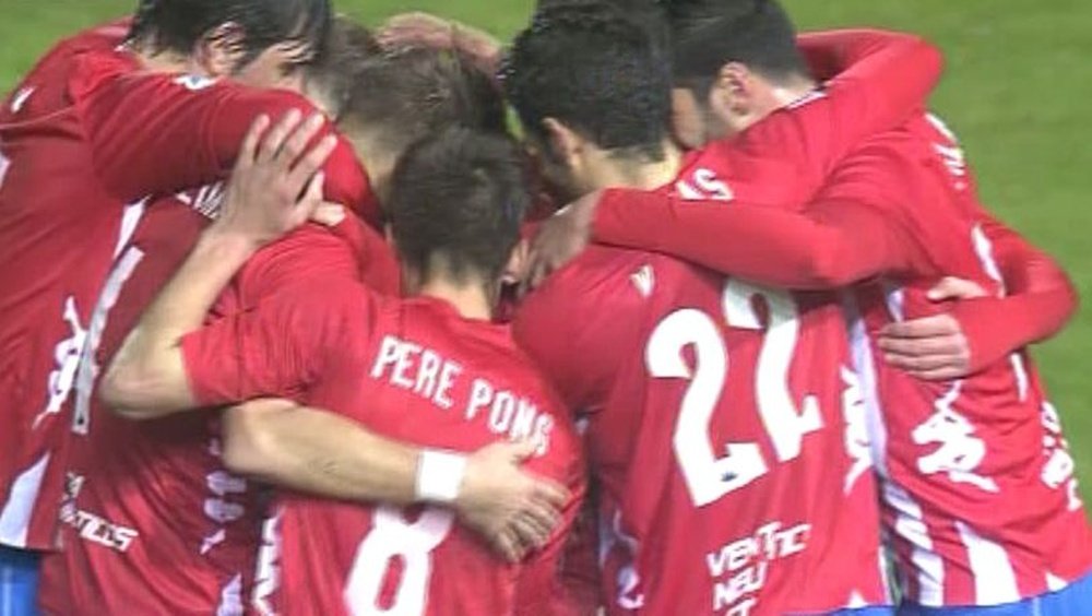 Jugadores del Girona celebran un gol. Twitter