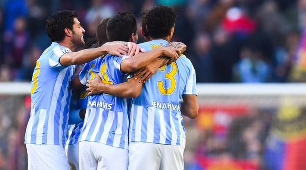 Jugadores del Málaga, celebrando un gol. Twitter