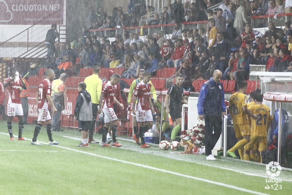 El Nàstic-Alcorcón acabó suspendido. LaLiga