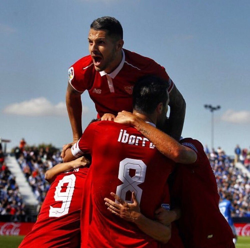 Jugadores del Sevilla, celebrando un gol ante el Leganés. @VitoloMachin