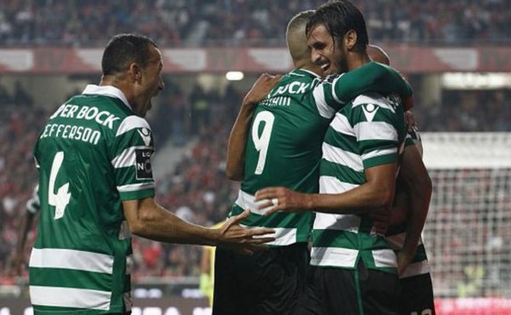 Jugadores del Sporting de Lisboa, celebrando un gol. Twitter