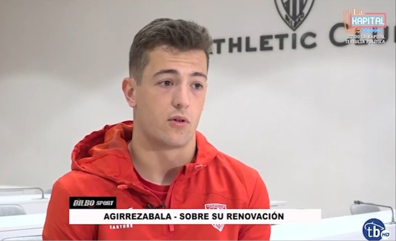 Agirrezabala explicó su renovación con el Athletic. Captura/TeleBilbao