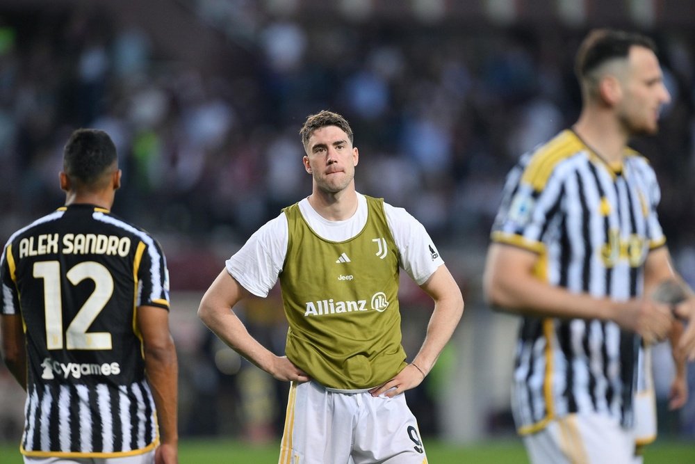 Vlahovic no tuvo el mejor día y la Juventus echó en falta sus goles. AFP