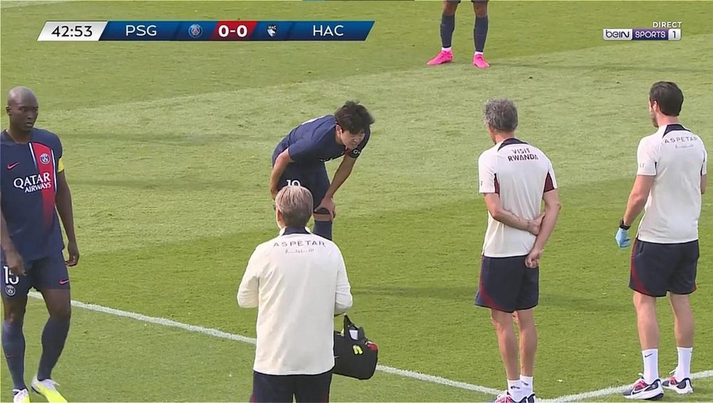 Kang-in Lee sort sur blessure. capture/beinsport1