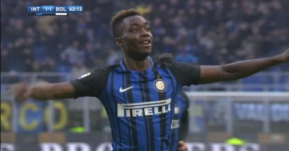 Karamoh celebra su primer gol con el Inter. Twitter/ESPN