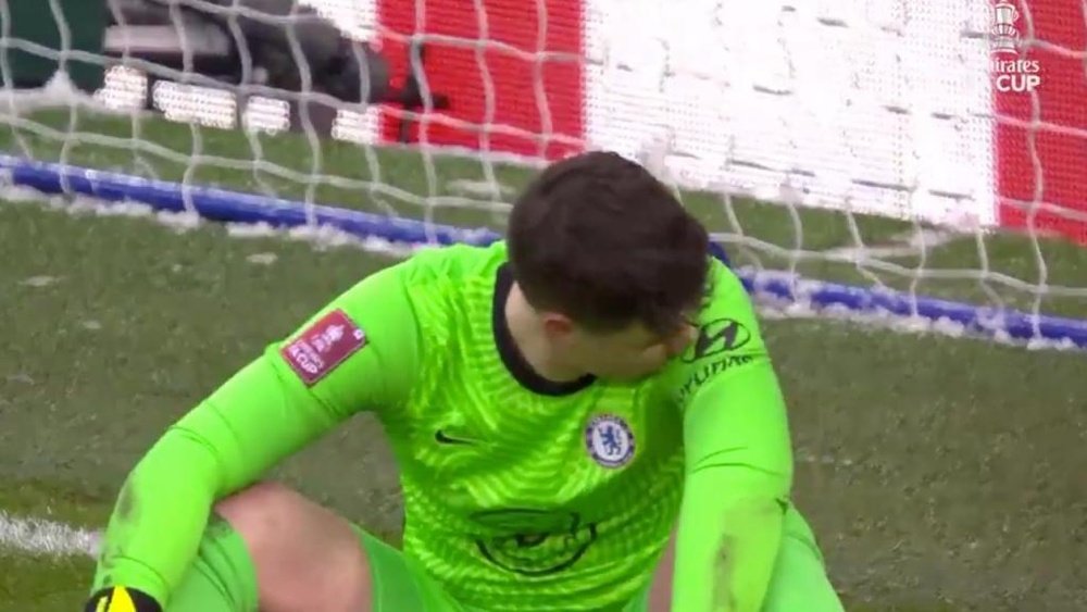 Kepa messed up in net once again. Screenshot/Twitter/EmiratesFACup