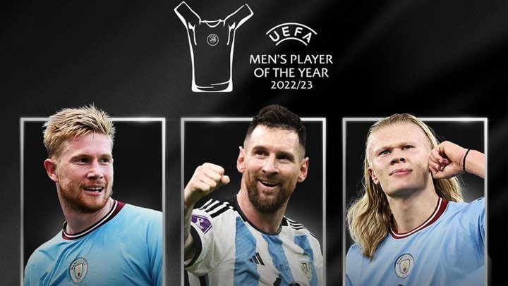 Messi, Haaland y De Bruyne, finalistas a jugador del año de la UEFA