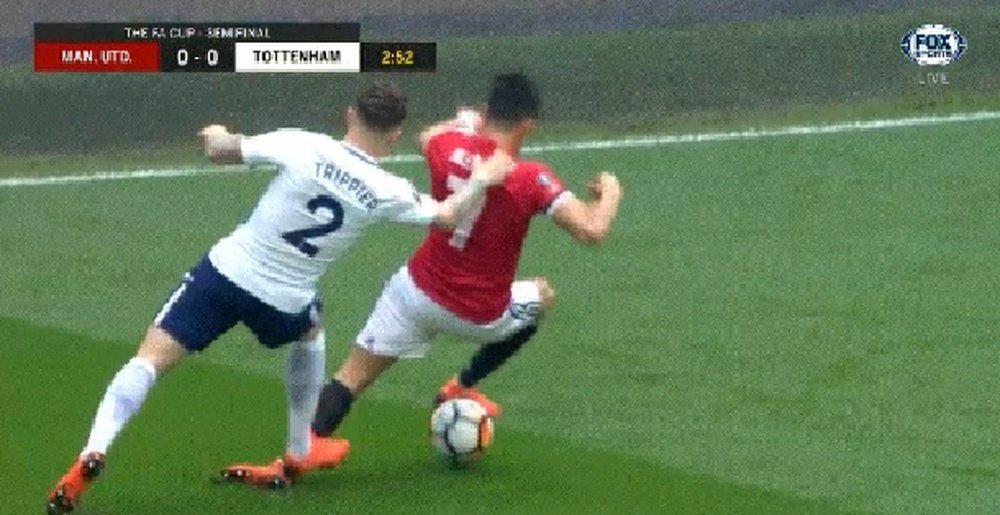 Trippier could easily have seen red. Screenshot/FoxSports