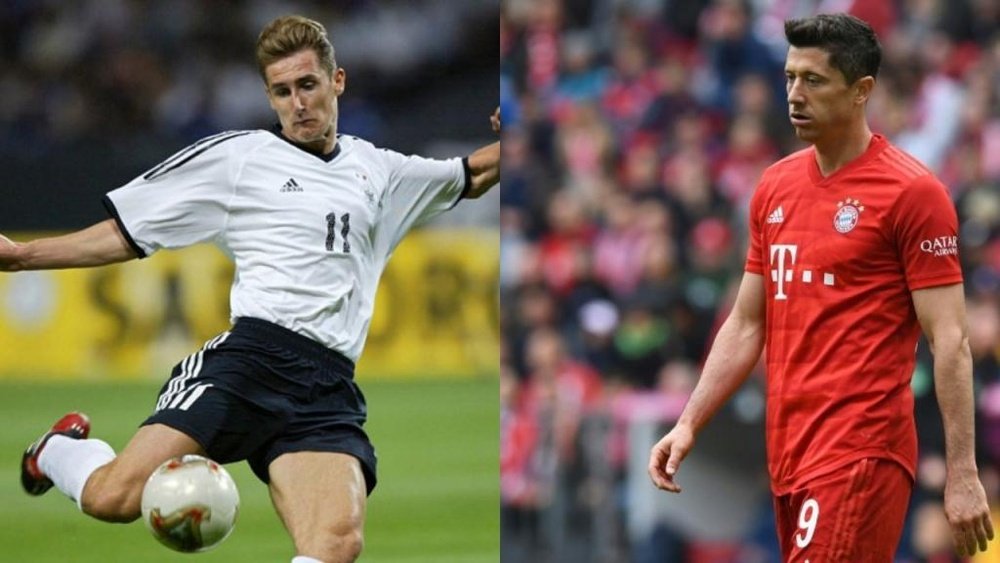 Klose y Lewandowski, dos de las mayores leyendas en la historia del Bayern. AFP/BeSoccer
