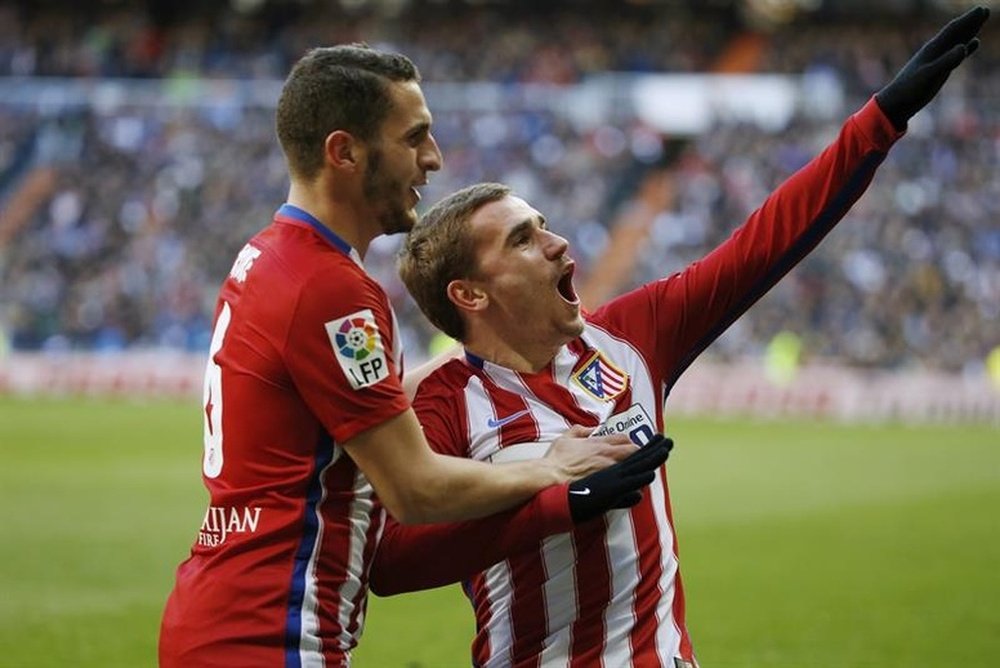 Koke et Griezmann célèbrent leur victoire en Liga avec l'Atletico Madrid. EFE