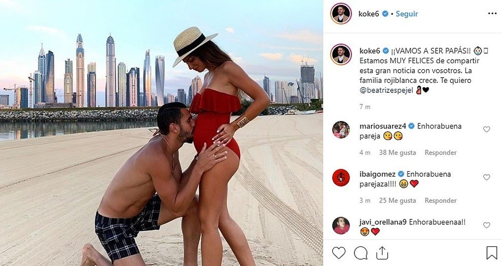 Koke va a ser padre.  Captura/Instagram/Koke6
