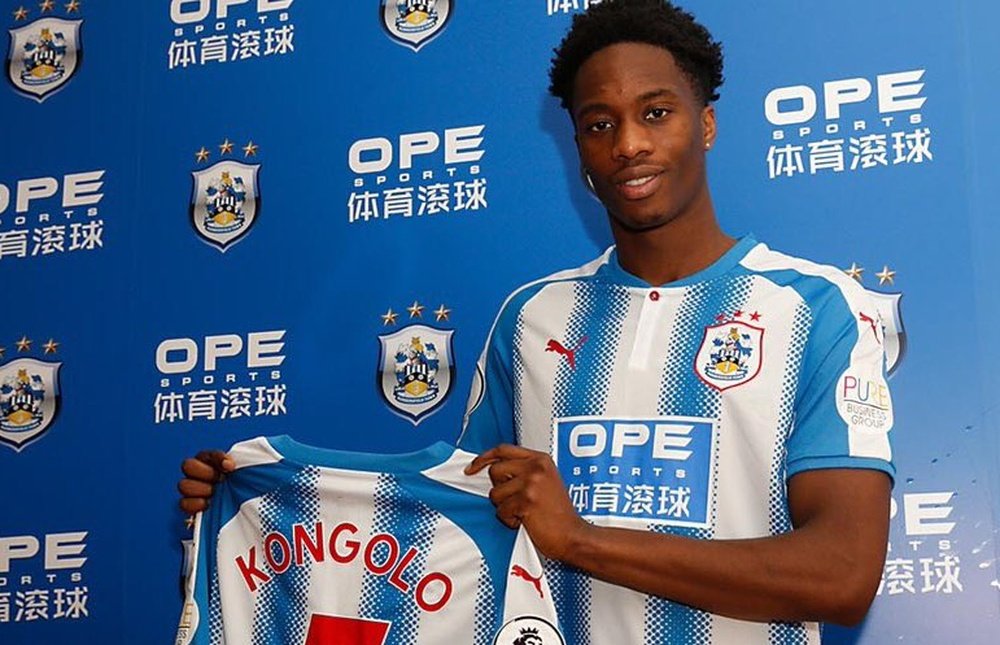 Kongolo joins Huddersfield from Monaco. Twitter/HuddersfieldTown