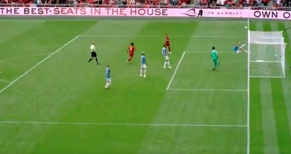The incredible clearance by Walker that gave City the title. Screenshot/Twitter/FA