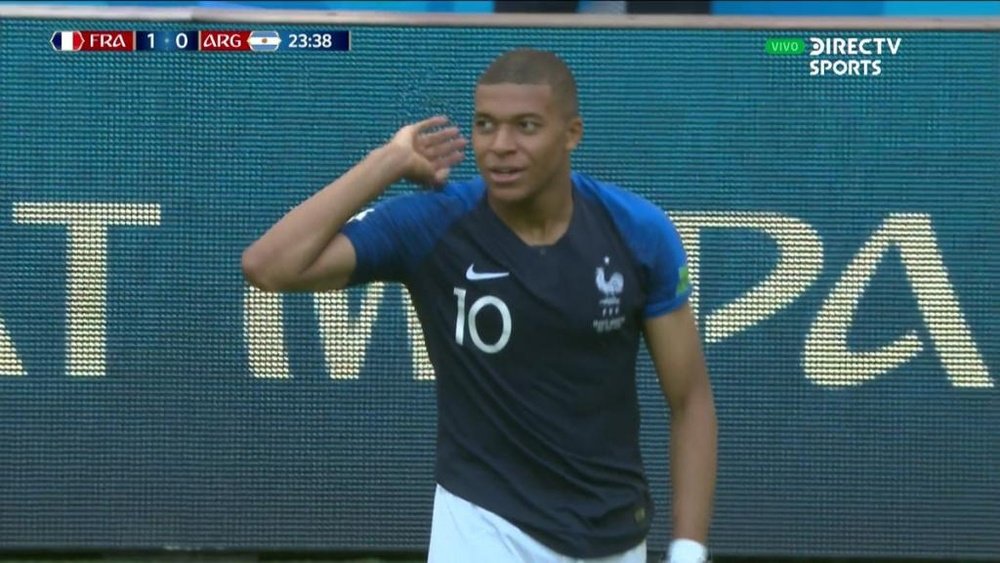 Mbappe left a host of players in his wake in winning the penalty. Twitter/DIRECTVSports