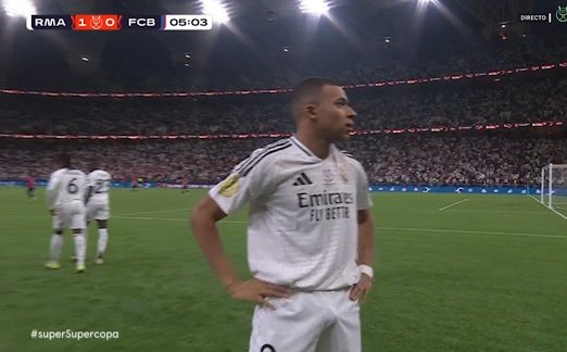 Mbappé marcó en el 5' tras dos paradones de Courtois. Captura/Movistar+