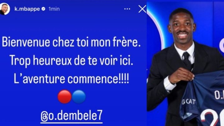 Mbappé accoglie Dembélé: 