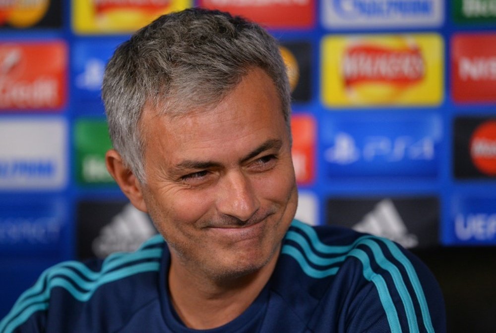 L'entraîneur de Chelsea José Mourinho lors d'une conférence de presse à Londres. AFP