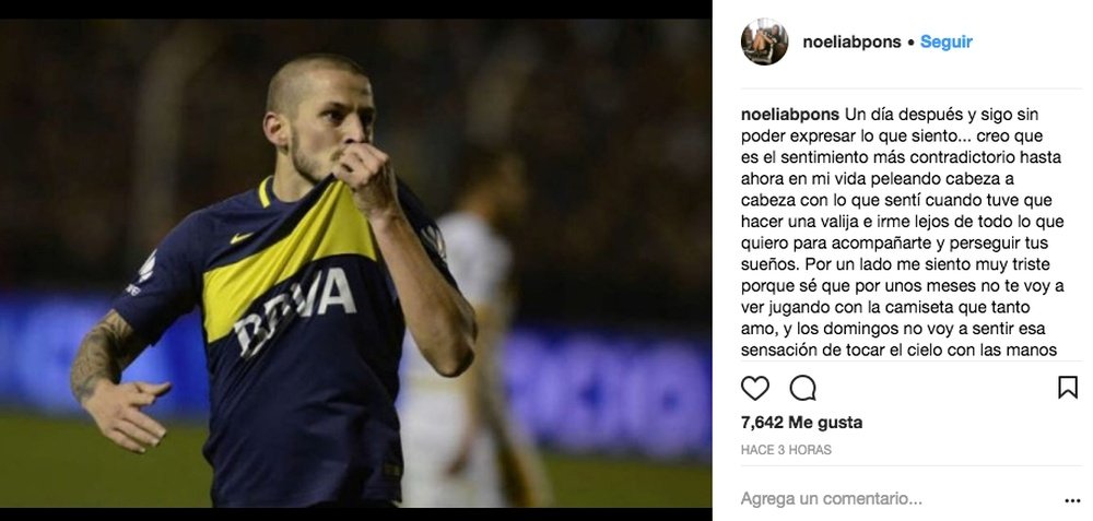 El mensaje más especial que ha recibido Benedetto tras su lesión. Instagram/Noeliabpons
