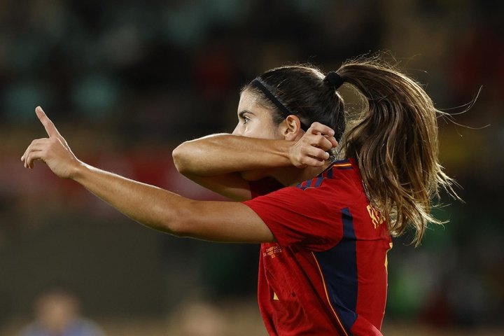 Alba Redondo anotó el único gol de España ante el Japón. EFE/Julio Muñoz