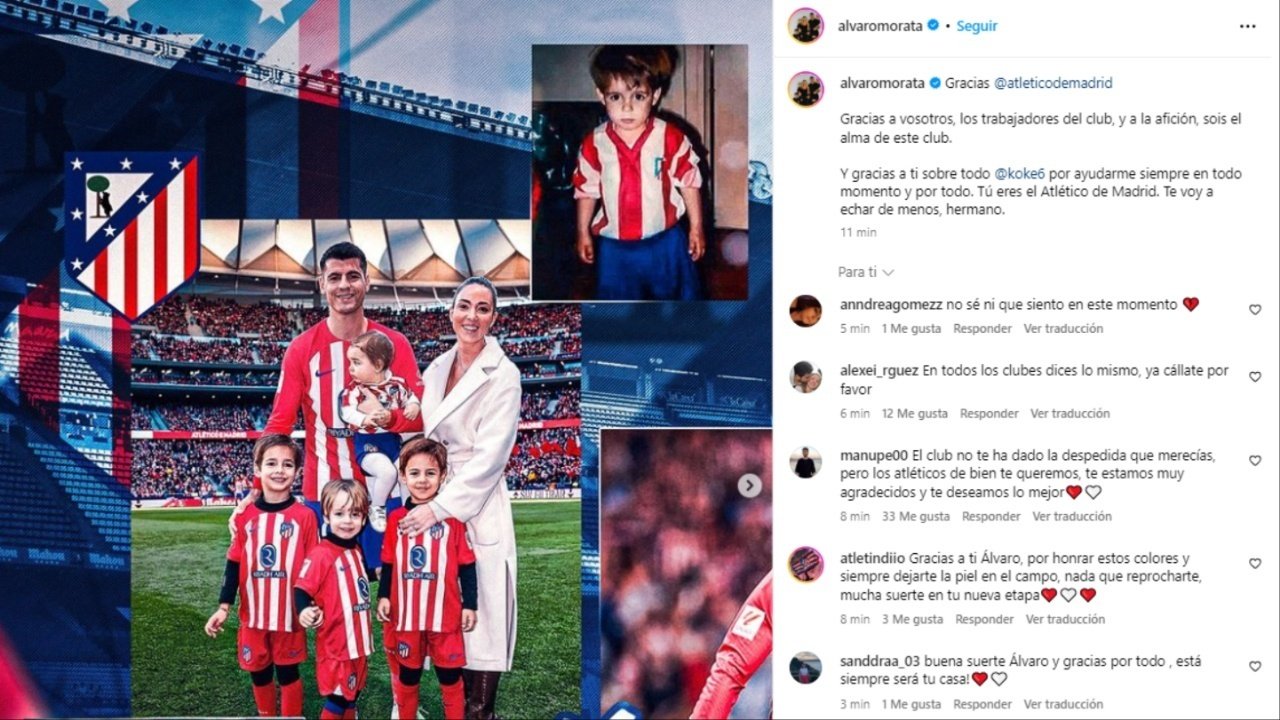 Morata bids ‘cold’ farewell to Atletico after joining Milan