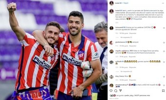 Koke subrayó lo mucho que le ha dado Suárez al Atlético. Instagram/koke6