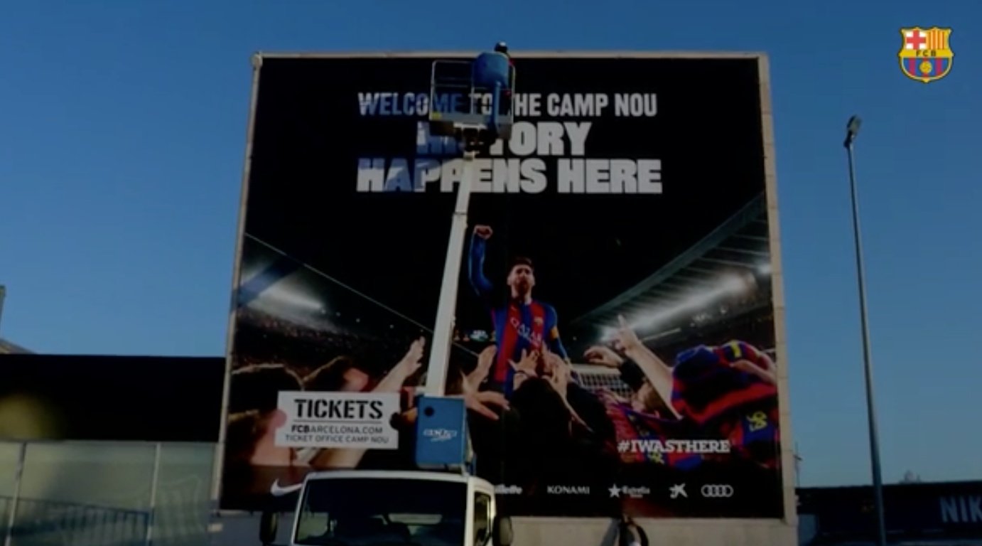 Messi donne la bienvenue au Camp Nou. FCB