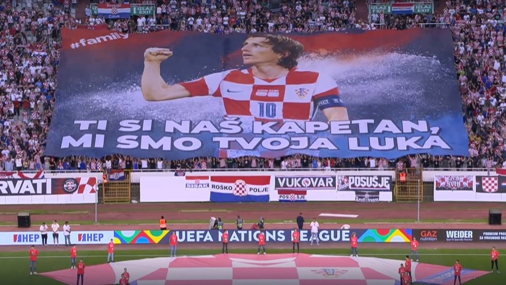 Croatia honoured Modric for his 150th cap. Screenshot/UEFATV