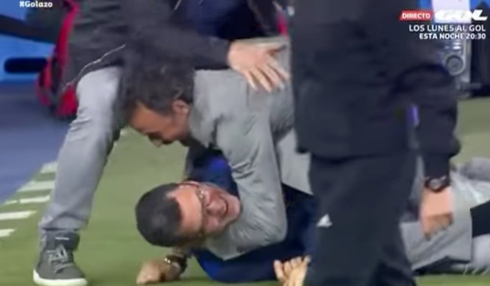 Luis Enrique lo celebró por todo lo alto. Gol