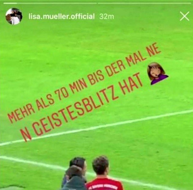La mujer de Muller le recriminó a Kovac. Instagram/lisa.mueller.official