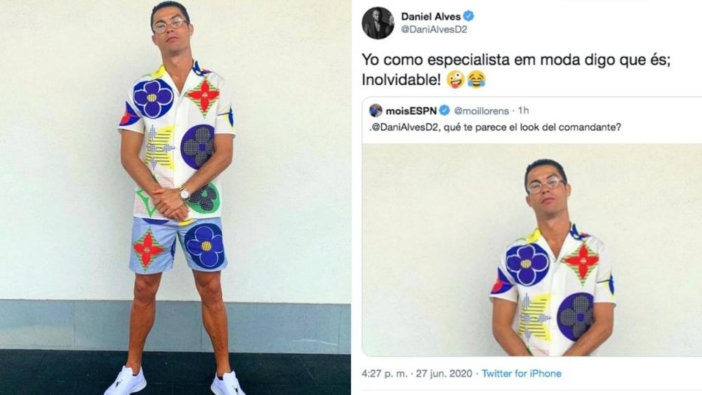 Ronaldo wore some striking clothes. Twitter/Cristiano - DaniAlvesD2