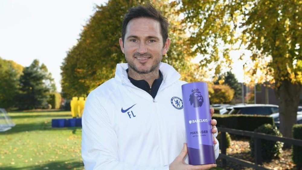 Lampard, named Premier League's best coach for October. Twitter/ChelseaFC