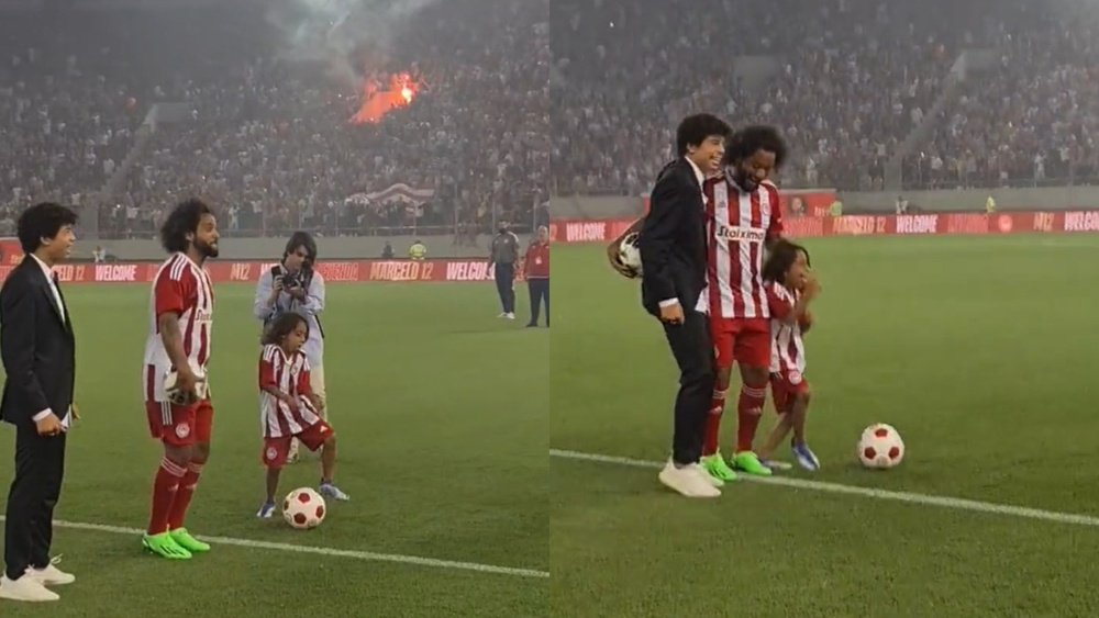 Marcelo y una impresionante presentación en Grecia. Capturas/Twitter/@olympiacosfc