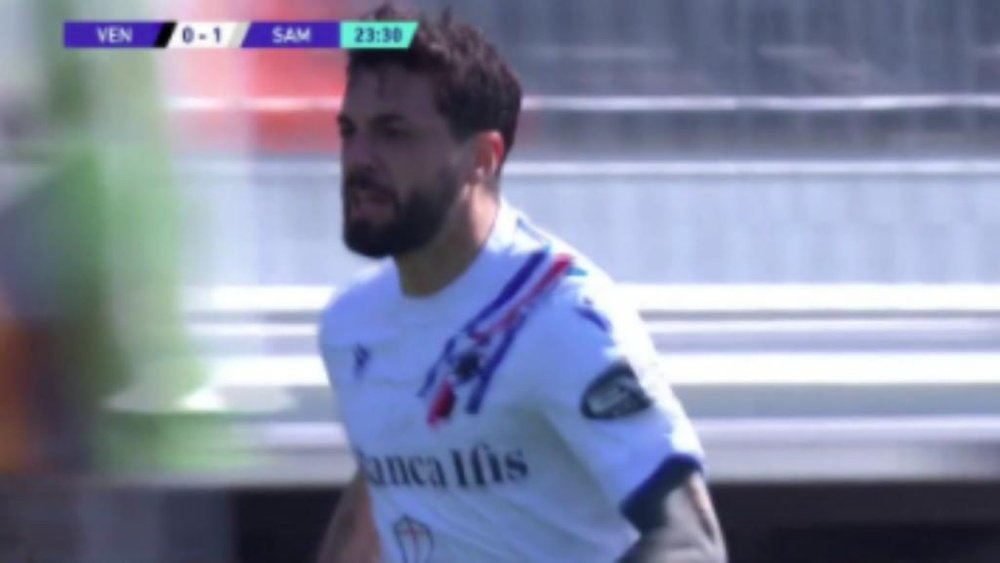 Caputo hace correr a la Samp para escapar del descenso. Captura/ESPN
