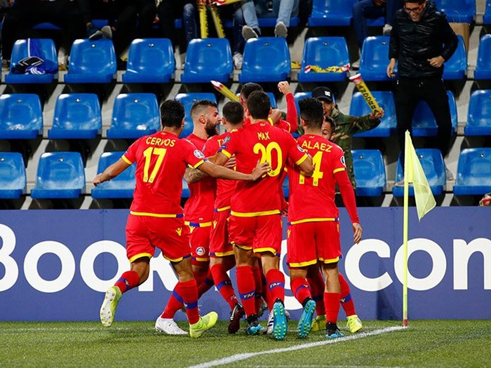 La Selección de Andorra vivió una noche histórica ante Moldavia. Twitter/Fedandfut