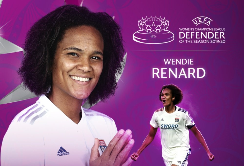 Wendie Renard se proclamó campeona de Europa con el Lyon. Captura/Twitter/UWCL