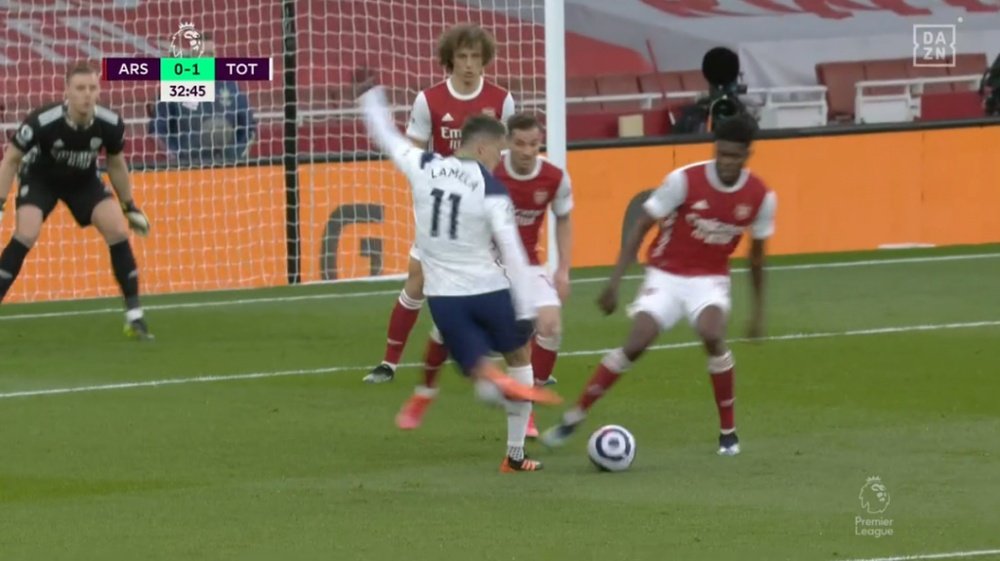 Erik Lamela put Tottenham ahead away to Arsenal. Screenshot/DAZN