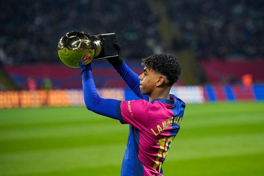 Lamine Yamal will play his second Spanish Super Cup final. EFE