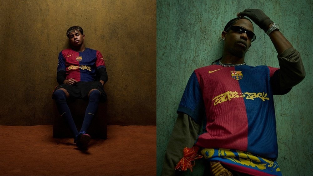 Travis Scott, à l'honneur sur le maillot du Barça lors du 'Clásico'. FCBarcelona