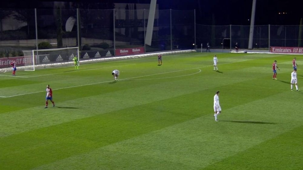 El Castilla logró tres goles en cinco minutos. Captura/Twitch/RealMadrid