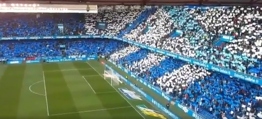 Las aficiones de Deportivo y Celta cantaron en Riazor el himno gallego. Youtube