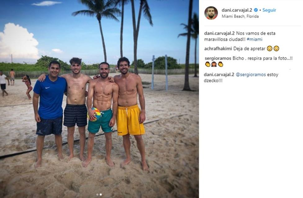 Ramos y Achraf 'trolearon' a Carvajal. Instagram/dani.carvajal.2