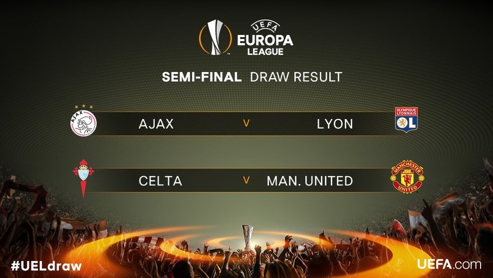 Lyon hérite du Manchester United en demi-finales de Ligue Europa, selon le tirage au sort. AFP