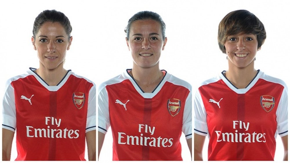 Las tres futbolistas españolas que abandonarán el Arsenal Ladies al final de esta temporada: Vicky Losada, Natalia Pablos y Marta Corredera. Arsenal