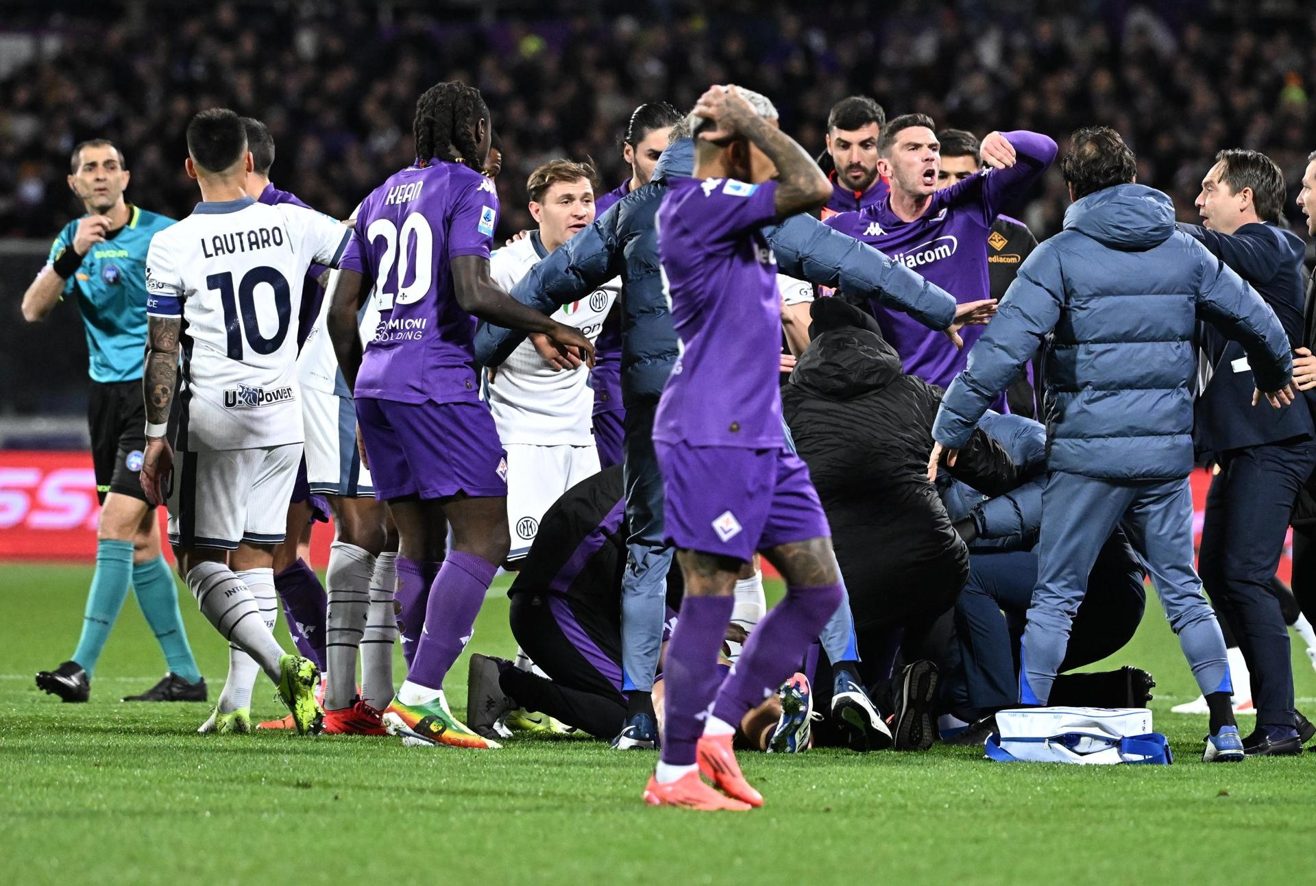 Bove conscious after collapse in Fiorentina-Inter