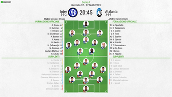 Sono state rese note le formazioni ufficiali di Inter-Atalanta, incontro corrispondente alla 37esima giornata di Serie A.
