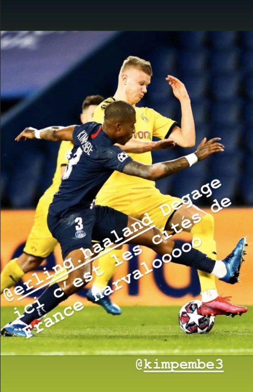 Le frère de Kimpembe fracasse Haaland. Capture/Instragram/ghooost_k